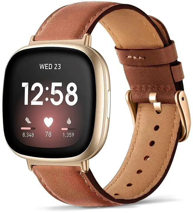 Main image of Leather Band Compatible with Fitbit Versa 3/Versa 4, Business Replacement Band for Fitbit Sense 2/Sense Men Women