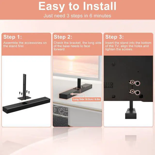 Alt view image 6 of 7 - (Upgraded Version) Metal TV Stand Base Legs for Sony TV for XBR-55X900E XBR-65X900E TV Model, Only Fit for TV Hole Distance of 50 mm/1.97 inch Center-to-Center, Please Measure The Hole Spacing, Black