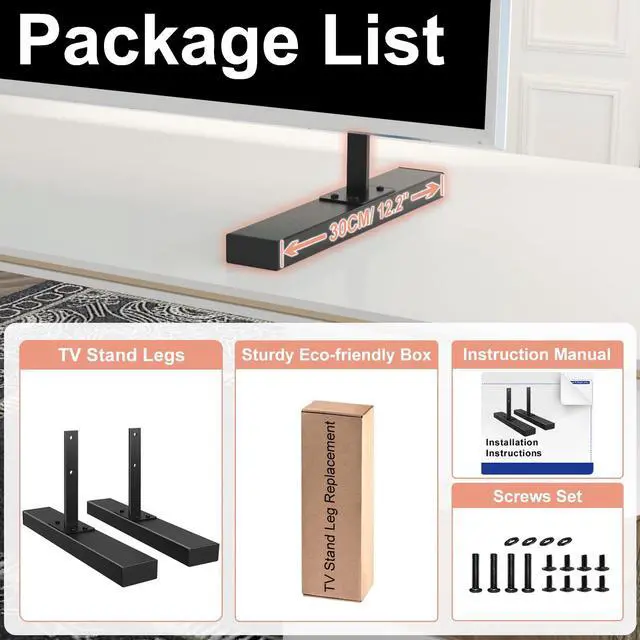 Alt view image 7 of 7 - (Upgraded Version) Metal TV Stand Base Legs for Sony TV for XBR-55X900E XBR-65X900E TV Model, Only Fit for TV Hole Distance of 50 mm/1.97 inch Center-to-Center, Please Measure The Hole Spacing, Black