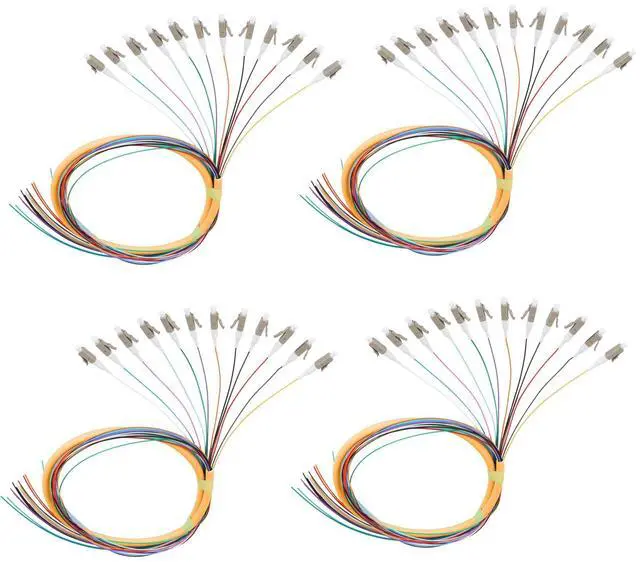 Main image of 12-Strand LC OM1 Multimode Pigtail 1.2m, 4-Pack | 12F LC OM1 multimode pigtails, 1.2m (47.24in). 62.5/125um, low insertion loss. For FTTH, data centers, and network patching