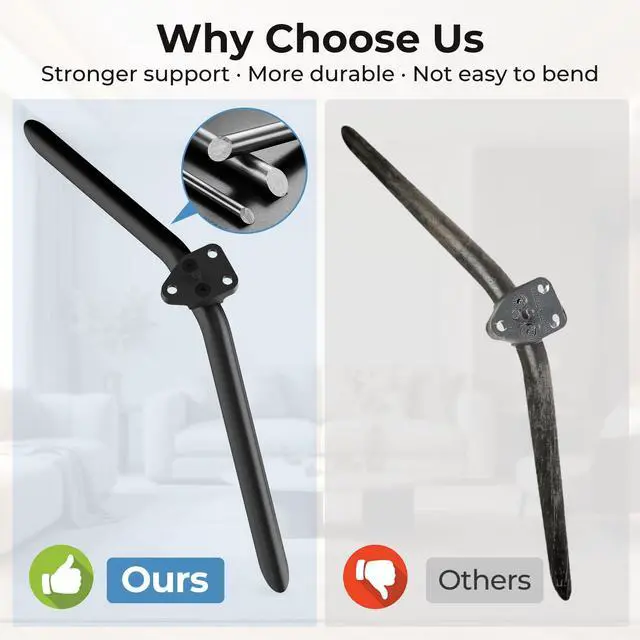 Alt view image 2 of 7 - Metal TV Stand Legs Only for Onn Roku TV 100012587 100012588, TV Legs Replacement for Onn TV Models Listed with Anti-Slip Pads, Easy Installation, Screws Included