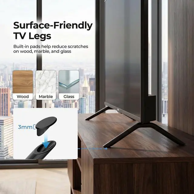 Alt view image 3 of 7 - Metal TV Stand Legs Only for Onn Roku TV 100012587 100012588, TV Legs Replacement for Onn TV Models Listed with Anti-Slip Pads, Easy Installation, Screws Included