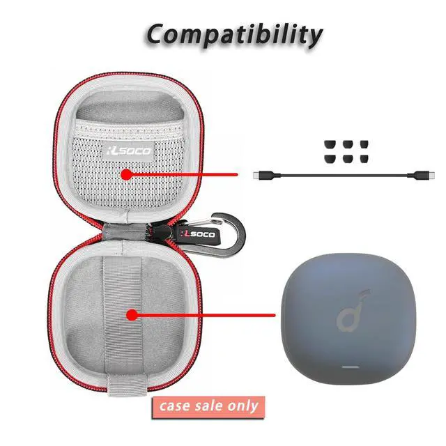 Alt view image 2 of 7 - Carrying Case for Anker Soundcore Liberty 5 / Liberty 4 / Liberty Air 2 Pro Noise-Cancelling Wireless Earbuds (Case Only)