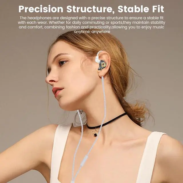 Alt view image 2 of 7 - Qkz Ak6 Lucky in Ear Monitor, HiFi Wired Earbuds, Tunable Sound Wired Headphones Gaming Earbuds with 3-Level Adjusting Switch, Detachable Cable for Music Gaming Video Calling (Black)