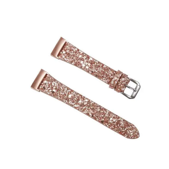 Alt view image 2 of 6 - Bling Bands Compatible with Fitbit Charge 4/Charge 3/Charge 3 SE Band, Women Strap Shiny Glitter Leather Replacement Bands Compatible with Fitbit Charge 3/Charge 4 Fitness Tracker Wristbands