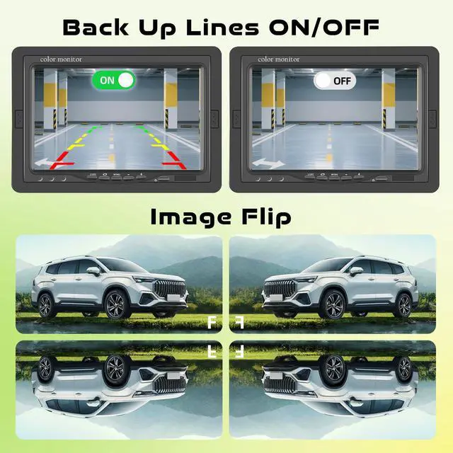 Alt view image 5 of 7 - 7" 2-Channel Truck Backup Camera Monitor kit No Lag Waterproof Induction Night Vision Reverse Camera + IPS Screen Rear View Monitor Vehicle Parking System for RV Bus Trailer Truck (49ft Video Cable)