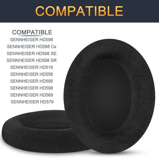 Alt view image 2 of 7 - Gvoears HD598 Ear Pads Cushions for Sennheiser HD598 HD598 Cs HD598SE HD 598 SR HD518 HD558 HD595 HD599 HD569 HD579 HD560s Headphones Earpads,Headset Ear Cushions Earmuffs Comfort Black Dense Velvet