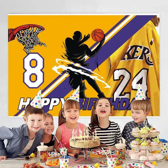 Alt view image 3 of 4 - 24 Basketball Birthday Party Backdrop,Basketball Party Decoration,Basketball Themed Birthday Banner Shoot Photo Backgrounds Props for Party 5x3ft