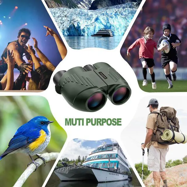 Alt view image 2 of 6 - 20x25 Compact Binoculars with Strap for Kids and Adults, Sharp Clear, Mini Low Weight Binoculars for Bird Watching,Hiking Outdoor, Cruise Ship,Concert
