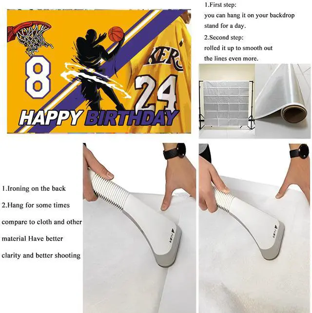Alt view image 4 of 4 - 24 Basketball Birthday Party Backdrop,Basketball Party Decoration,Basketball Themed Birthday Banner Shoot Photo Backgrounds Props for Party 5x3ft