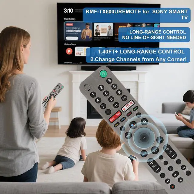 Alt view image 3 of 7 - RMF-TX600U Voice Remote for Sony TV Remote Replacement | for Bravia TV Voice Remote, RMF-TX600U Voice Remote Control for Sony Smart TV XBR/KD/XR Series X75CH X750H A9S