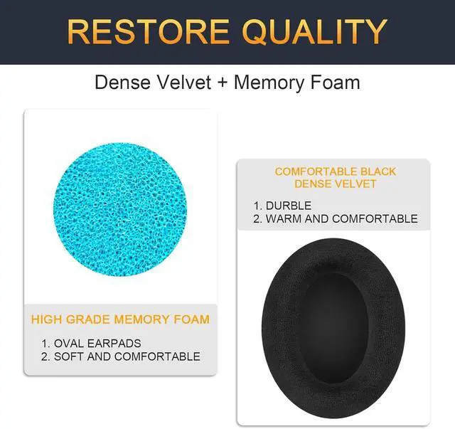 Alt view image 4 of 7 - Gvoears HD598 Ear Pads Cushions for Sennheiser HD598 HD598 Cs HD598SE HD 598 SR HD518 HD558 HD595 HD599 HD569 HD579 HD560s Headphones Earpads,Headset Ear Cushions Earmuffs Comfort Black Dense Velvet