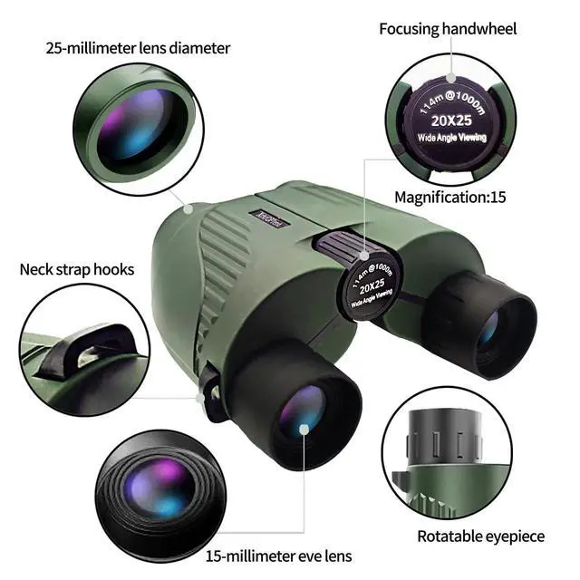 Alt view image 6 of 6 - 20x25 Compact Binoculars with Strap for Kids and Adults, Sharp Clear, Mini Low Weight Binoculars for Bird Watching,Hiking Outdoor, Cruise Ship,Concert