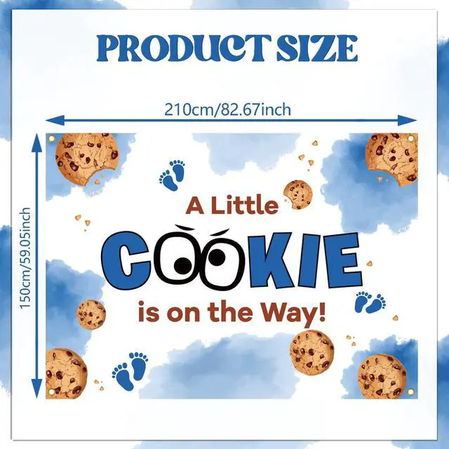 Alt view image 2 of 6 - A Little Cookie is on the Way Backdrop Background - Cookie Baby Shower Decorations, Cookie Baby Shower Backdrop, Welcome Baby Party Photo Booth, 7 * 5 Ft