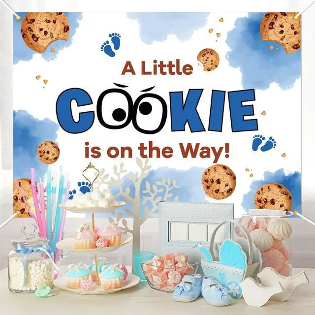 Alt view image 4 of 6 - A Little Cookie is on the Way Backdrop Background - Cookie Baby Shower Decorations, Cookie Baby Shower Backdrop, Welcome Baby Party Photo Booth, 7 * 5 Ft