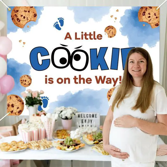 Alt view image 5 of 6 - A Little Cookie is on the Way Backdrop Background - Cookie Baby Shower Decorations, Cookie Baby Shower Backdrop, Welcome Baby Party Photo Booth, 7 * 5 Ft