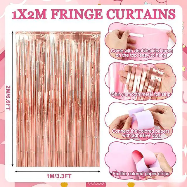 Alt view image 3 of 7 - 3D Princess Castle Photo Door Banner Pink Castle Party Decorations Princess Themed Birthday Hanging Backdrop with Paper Chains Fringe Curtain Pink Photo Booth Props for Girls Birthday Baby Shower
