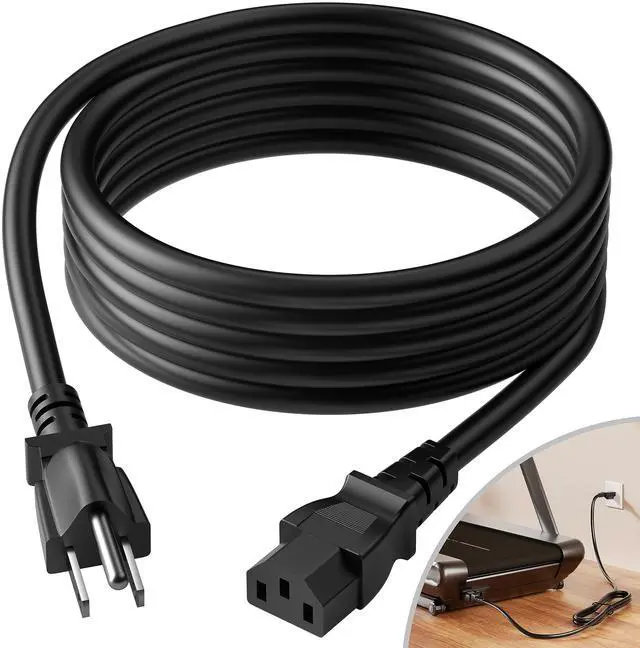 Main image of Power Cord Replacement Compatible with Peloton Tread and Superfit Treadmill | Extra Long 8 Feet Cord for Treadmill and Computer, 14 AWG Heavy Duty AC Power Supply Cable, Universal 3 Prong