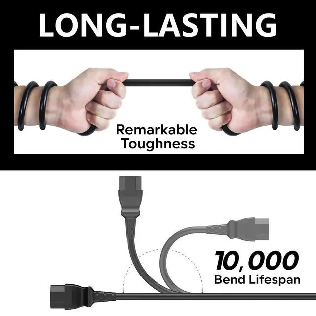 Alt view image 4 of 6 - Power Cord Replacement Compatible with Peloton Tread and Superfit Treadmill | Extra Long 8 Feet Cord for Treadmill and Computer, 14 AWG Heavy Duty AC Power Supply Cable, Universal 3 Prong