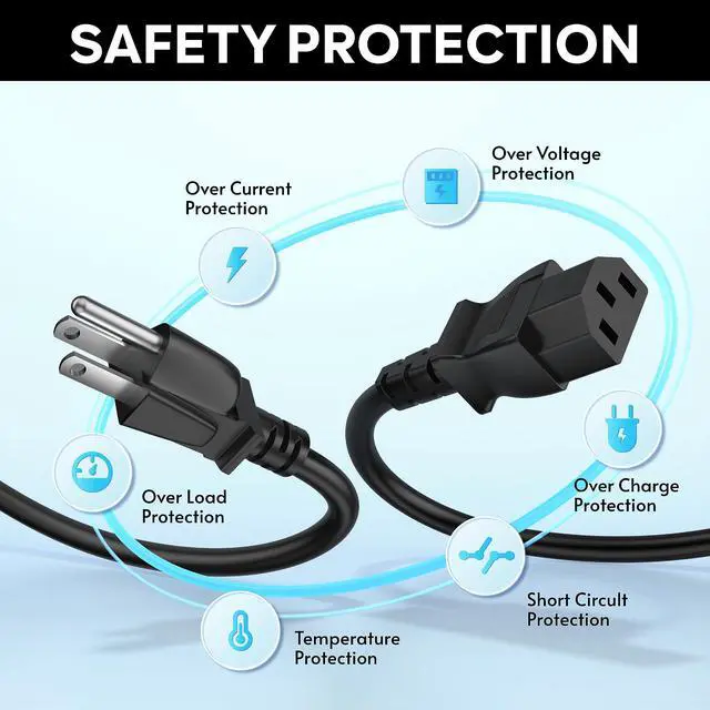 Alt view image 3 of 6 - Power Cord Replacement Compatible with Peloton Tread and Superfit Treadmill | Extra Long 8 Feet Cord for Treadmill and Computer, 14 AWG Heavy Duty AC Power Supply Cable, Universal 3 Prong