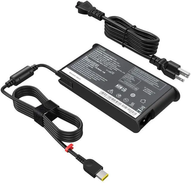 Main image of 135W Laptop Charger Compatible with Lenovo IdeaPad AC Adapter | Compatible with 15ACH6 15ARH7 16IAH7 ThinkPad P15v P16v T15p Gen 1 2 3 ThinkBook 15p Yellow Square Slim Tip Power Cord Supply