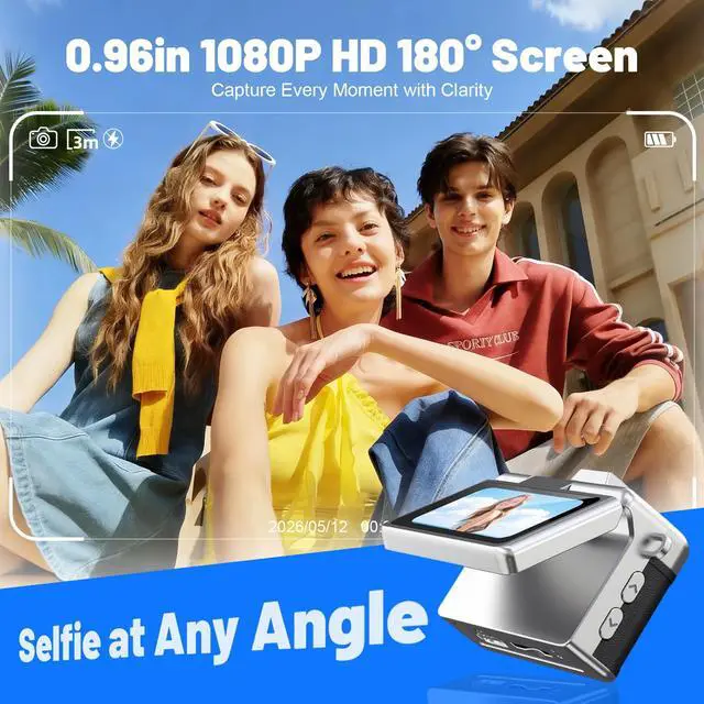 Alt view image 3 of 7 - Mini Keychain Camera HD Video Ultra-Compact Retro Digital Camera with 32GB SD Card USB Card Reader Adapter Portable Tiny Camera for Travel, Study, Daily Vlogging (Black)