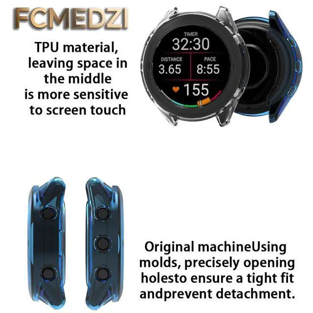 Alt view image 4 of 6 - Compatible for Garmin Forerunner 570 47mm Screen Protector, Case TPU Soft Frame Cover and TPU Screen Protective Film Not Tempered Glass (Pack of 4+2)(No't of 42mm)