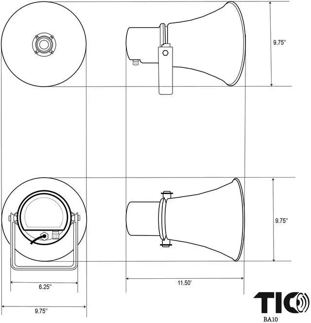 Alt view image 6 of 6 - BA10 30W Indoor/Outdoor Horn PA Speaker with 70v Switch