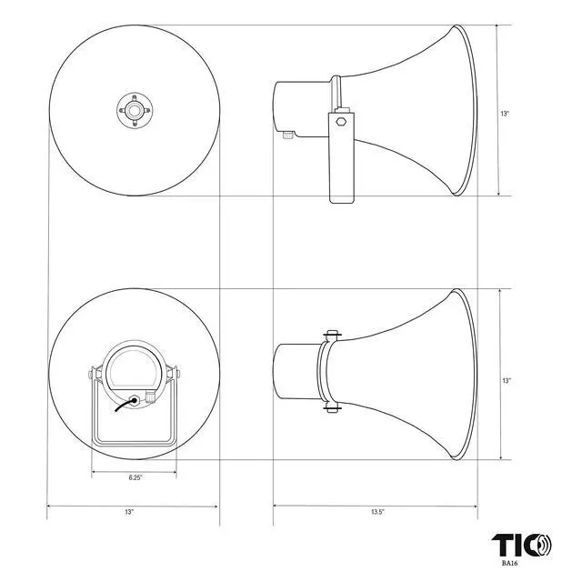 Alt view image 6 of 6 - BA16 50W Indoor/Outdoor Horn PA Speaker with 70v Switch