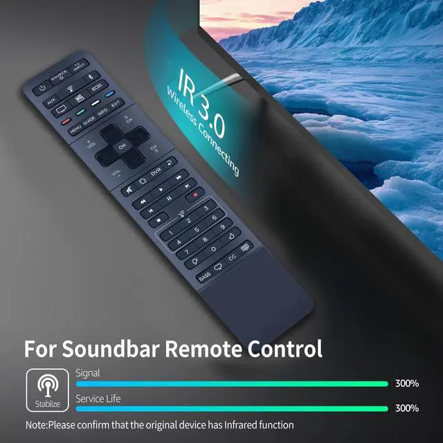 Alt view image 3 of 7 - Replacement for Bose Hi-Fi Soundtouch 300 Sound Bar Remote Controller New, Part Number 755001-0030