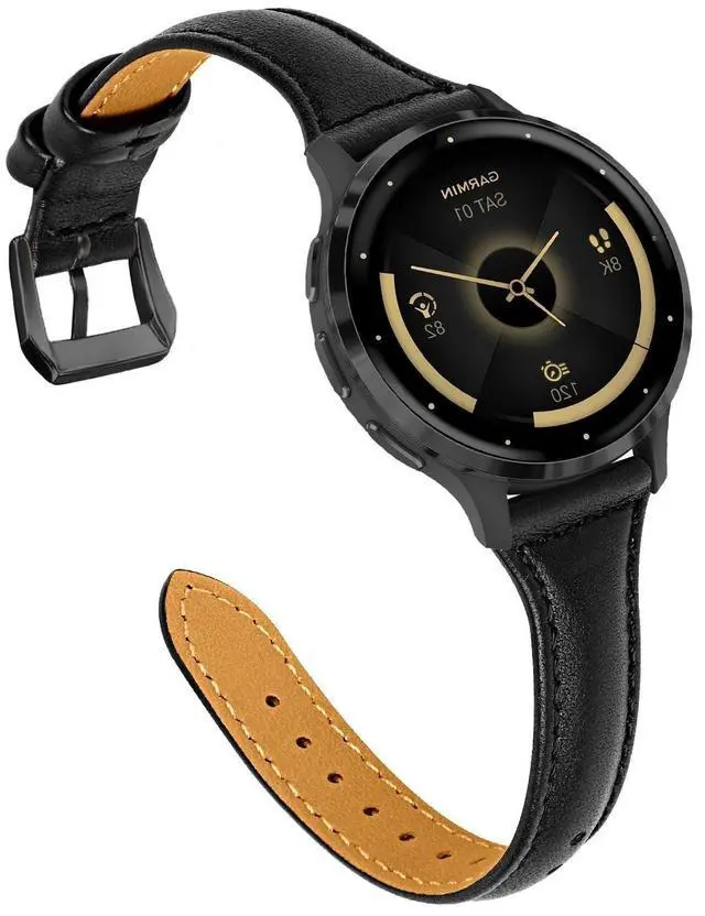 Main image of Leather Band For Garmin Venu 3S 41mm/Venu 4 41mm/Venu 2S | 18mm,Slim,Quick Release,/Vivoactive 4S/Vivomove 3S/Forerunner 255S/Forerunner 265S
