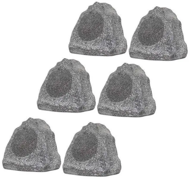 Main image of 6R6G Outdoor Granite 6.5" Rock 6 Speaker Set for Deck Pool Spa Yard Garden