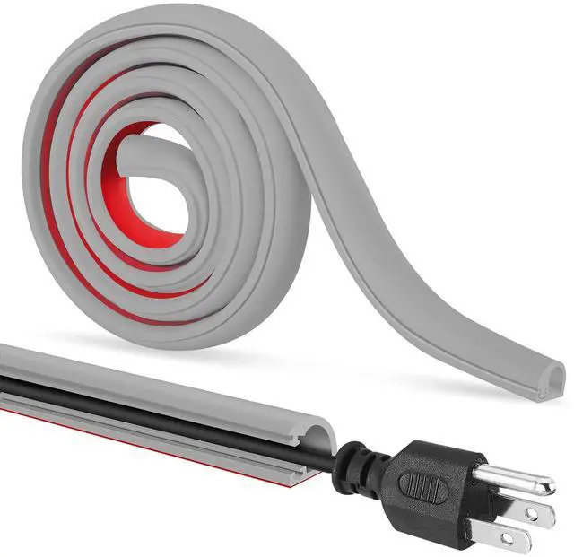Main image of Self-Adhesive Cable Hider Flexible Wire Cover Cable Raceway, Gray, 157inch | Wall Mount TV, Home Audio, Network, Power, Phone Line Management