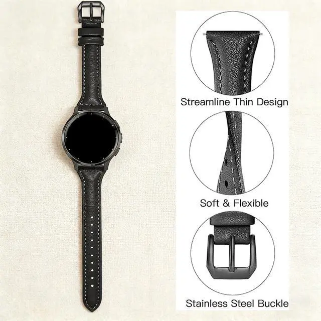 Alt view image 4 of 6 - Leather Band For Garmin Venu 3S 41mm/Venu 4 41mm/Venu 2S | 18mm,Slim,Quick Release,/Vivoactive 4S/Vivomove 3S/Forerunner 255S/Forerunner 265S
