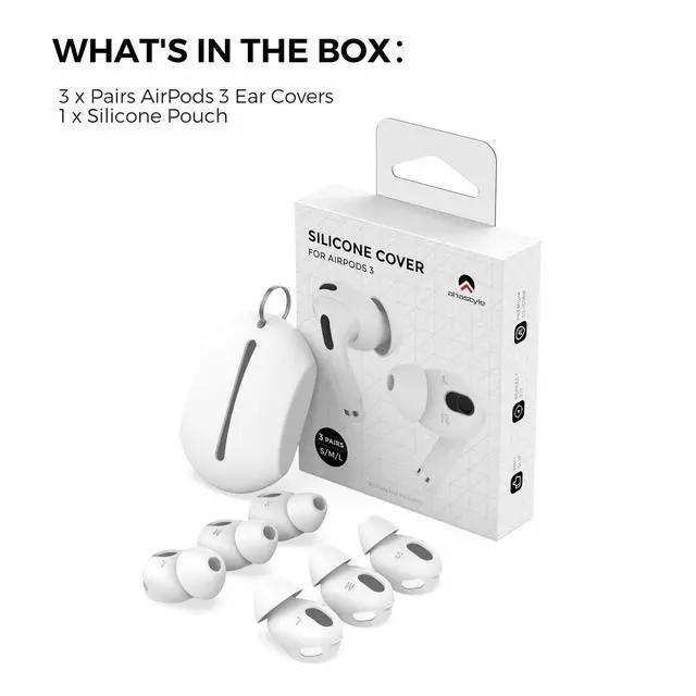 Alt view image 7 of 7 - 3 Pairs AirPods 3 Ear Tips Silicone Earbuds Cover | Size: S/M/L, Added Storage Pouch, Anti Slip,Secure Fit, Comfortable Silicone Ear Tips Compatible with Apple AirPods 3 2021