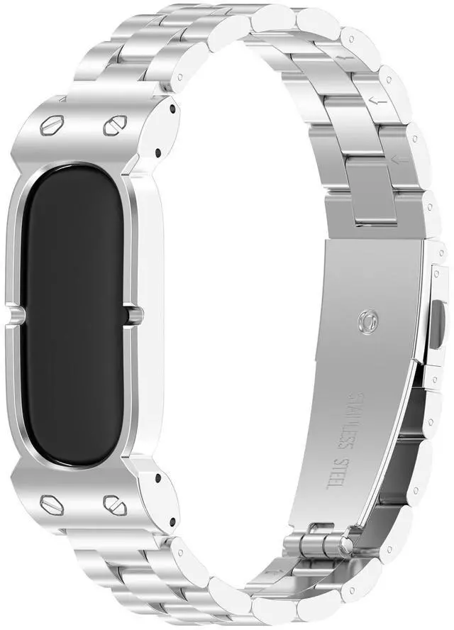 Main image of Compatible with Google Fitbit Air Metal Strap, Adjustable Premium Stainless Steel Bracelet Replacement Wristband for Fitbit Air Fitness Tracker