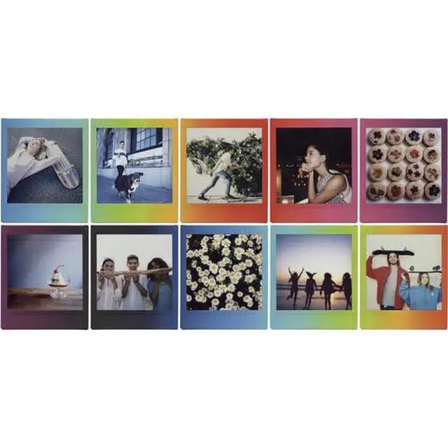Alt view image 3 of 3 - Square Instant Film Variety Pack Rainbow, Sunset, Monochrome, Black, White Marble 5 Styles, 10 Sheets Each Compatible with Instax Square Cameras (White Marble / 10 Sheets)