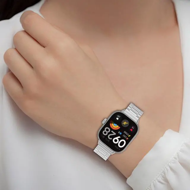 Alt view image 7 of 7 - Bands Compatible for Xiaomi Smart Band 9 Pro Stainless Steel Metal Adjustable Sport Business Wristband Bracelet Strap for Xiaomi Band 9 Pro/Band 8 Pro Fitness Tracker for Men & Women