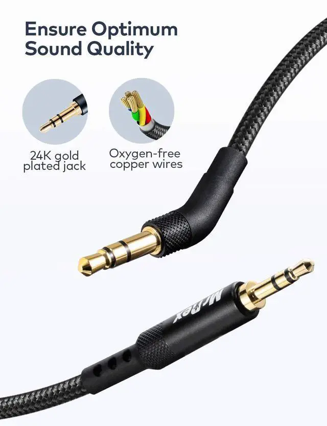 Alt view image 3 of 7 - 2.5mm to 3.5mm Audio Cable Headphone Replacement Cord Nylon Braided Aux Cable Stereo Adapter for Bose 700 QuietComfort QC45 QC35II QC35 QC25 Headphones, JBL E45BT E55BT Headsets 10ft/3m,Black