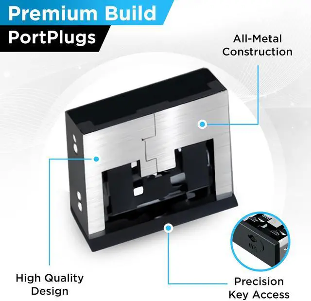 Alt view image 4 of 7 - USB A Metal Port Blockers 5 Pack, Security Locks with Removal Key, Black | Metal security locks, helps deter unauthorized USB access and data connections, removable with included key