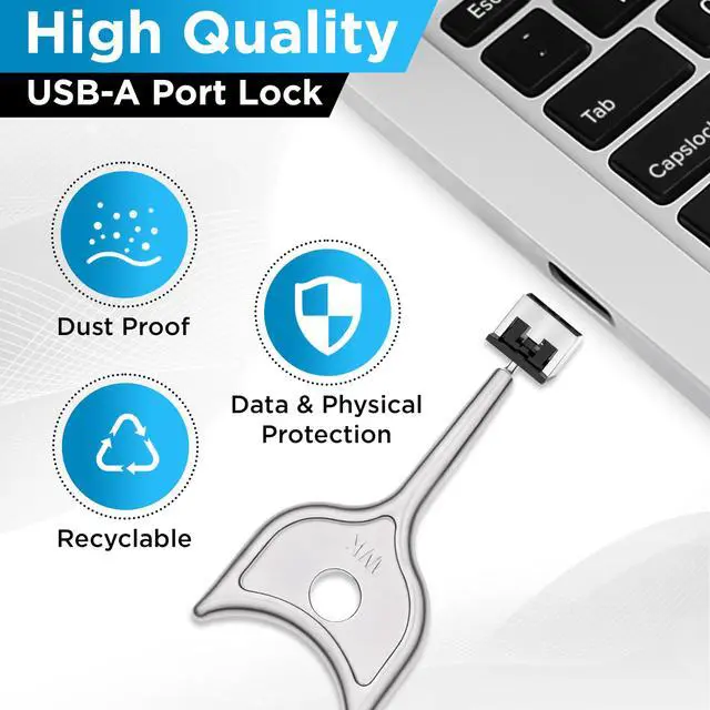 Alt view image 6 of 7 - USB A Metal Port Blockers 5 Pack, Security Locks with Removal Key, Black | Metal security locks, helps deter unauthorized USB access and data connections, removable with included key