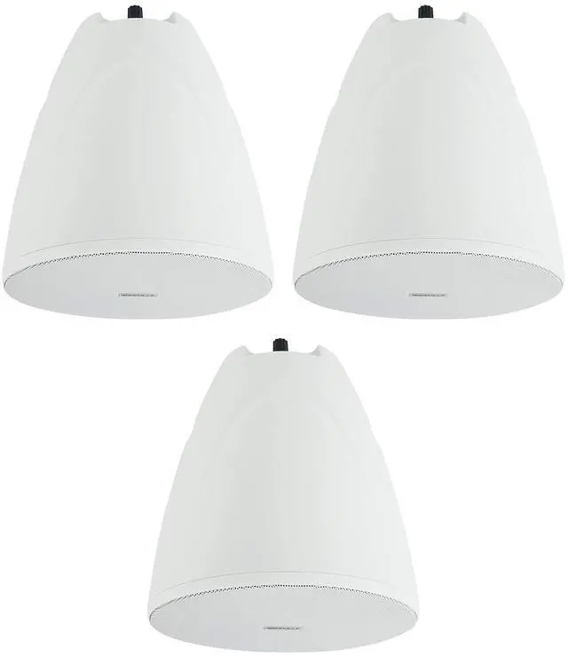 Main image of PEN-65T White 6.5" 70V Pendant Speaker for Restaurant, 3-Pack | 70V/100V Transformer Taps: 40W, 20W, 10W, 5W or 8 Ohm 60W RMS, Euroblock Terminals, Deep Bass, Hanging