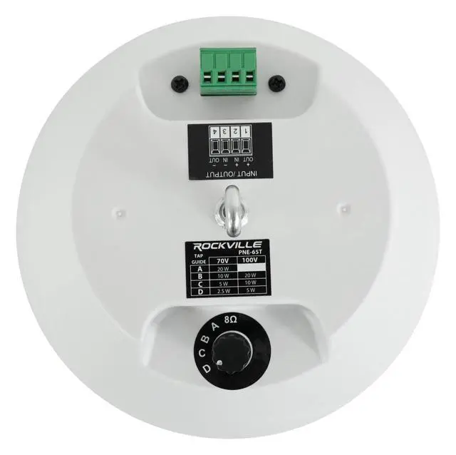 Alt view image 6 of 7 - PEN-65T White 6.5" 70V Hanging Pendant Speaker, 2-Pack | 70V/100V Transformer Taps: 40W, 20W, 10W, 5W or 8 Ohm 60W RMS, Euroblock Terminals, Deep Bass, for Restaurants