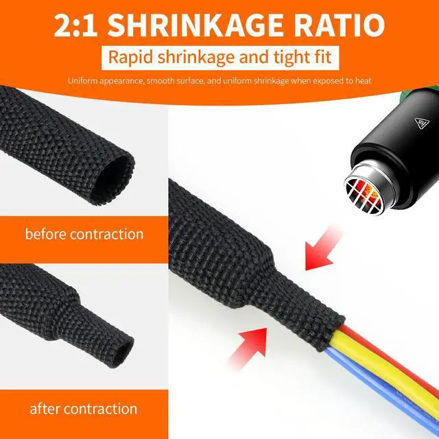 Alt view image 3 of 7 - Heat Shrink Braided Sleeving, 16ft Automotive Wire Harness Wrap, High Temp Abrasion Resistant Wiring Cable Protection Protection & Organizing (Black, 12mm1/2")