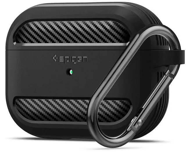 Main image of Rugged Armor Designed for AirPods Pro Case (2019) | TPU & PC Dual Layer Protection, Included Carabiner, Wireless Charging Compatible - Matte Black