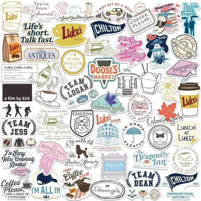 Main image of Gilmore Girls Iconic 50ct Vinyl L Deluxe Stickers, Tablet, Indoor/Outdoor