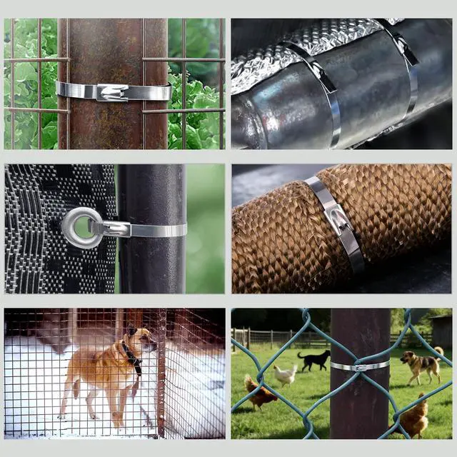 Alt view image 7 of 7 - Metal Zip Ties with Scissors Heavy Duty 304 Stainless Steel 50PK | Industrial grade metallic straps & shears for chain link fencing, chicken coops & wire mesh. Weatherproof hardware