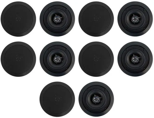 Main image of CC525T Black 5.25" 40W RMS Commercial Ceiling Speakers, 10-Pack | 70V, Adjustable Tap 2.5W-20W, 2-Way, 8 Ohm Compatible, Swivel Tweeter, Paintable Grills, In-Ceiling, For Restaurants