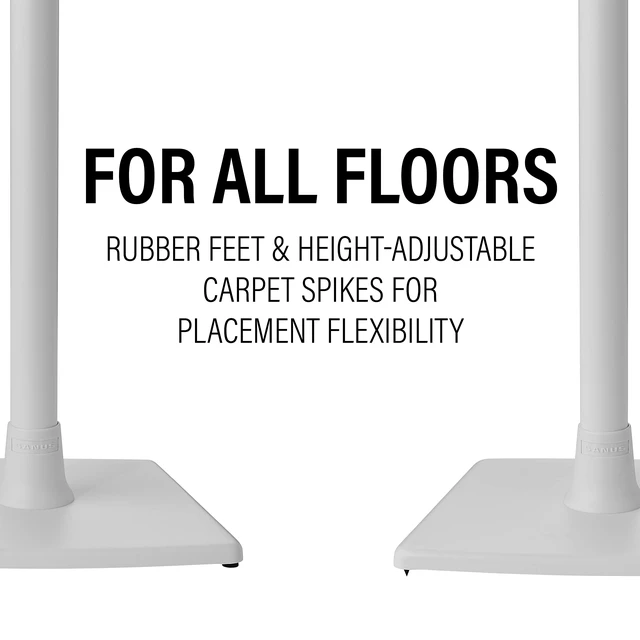 Alt view image 5 of 7 - Speaker Stand for Sonos Era 100 - Fixed Speaker Stand w/Easy 3 Step Install -Includes All Hardware, Carpet Spikes & Rubber Feet - White