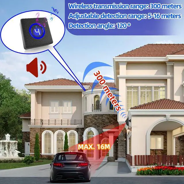 Alt view image 3 of 7 - Solar Driveway Alarms Wireless Outside Weatherproof Motion Detector & Sensor for 1000ft Long Range - No Need Replace Batteries Security Driveway Alert System - Monitor & Protect Outside Property